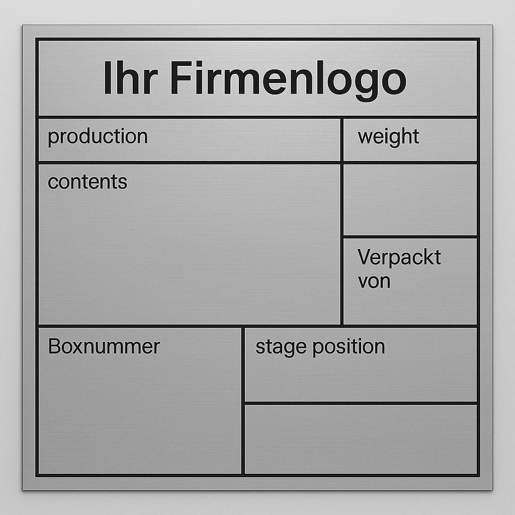 Case Label auf Transportbox