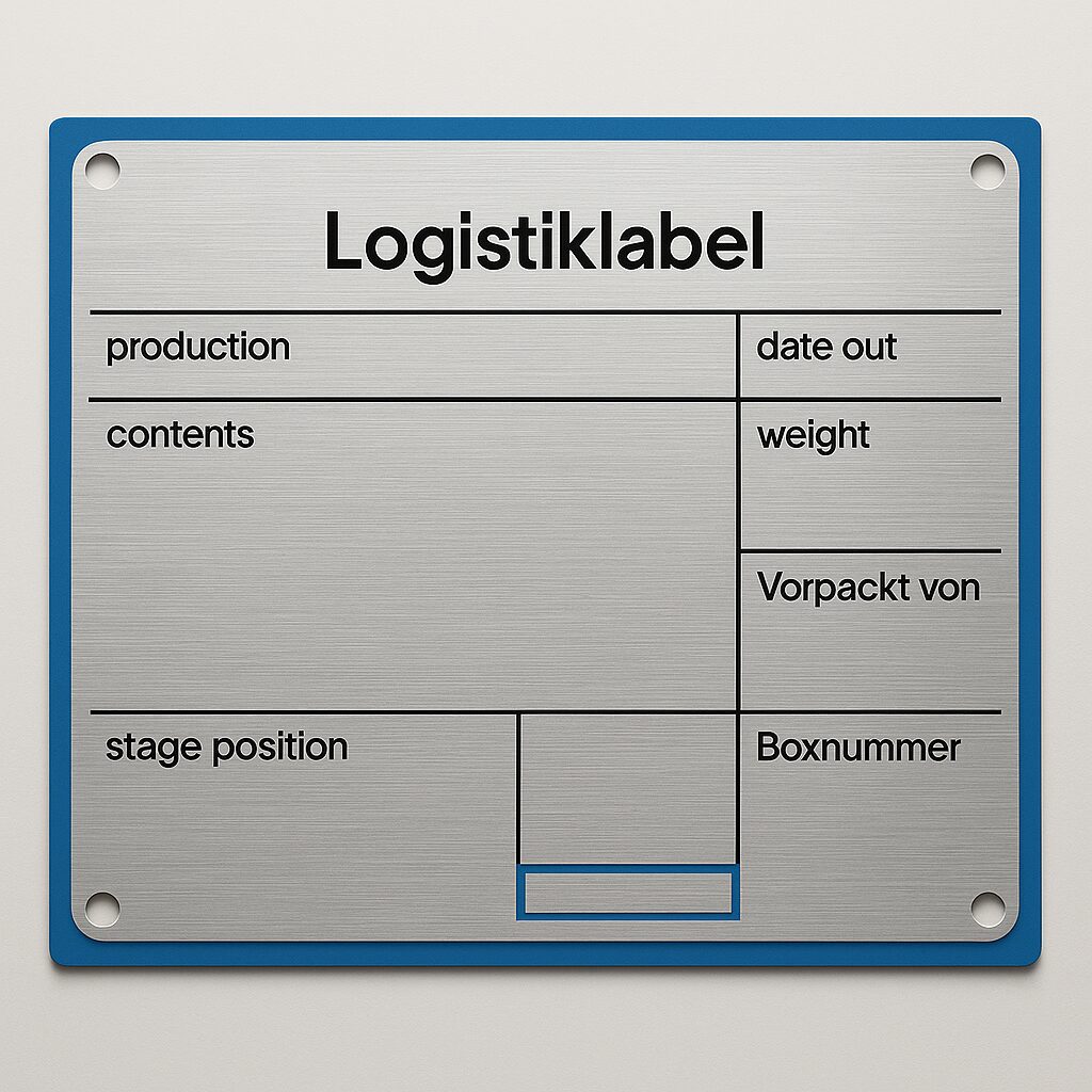 Logistik-Etikett mit Feldern für Gewicht und Inhalt