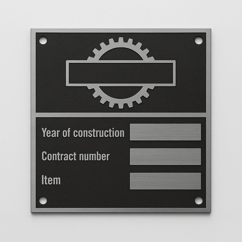 Maschinenschild-Layout mit Zahnrad-Symbol